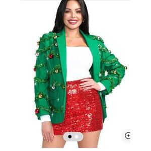 Tipsy Elves womens gaudy garland christmas blazer medium